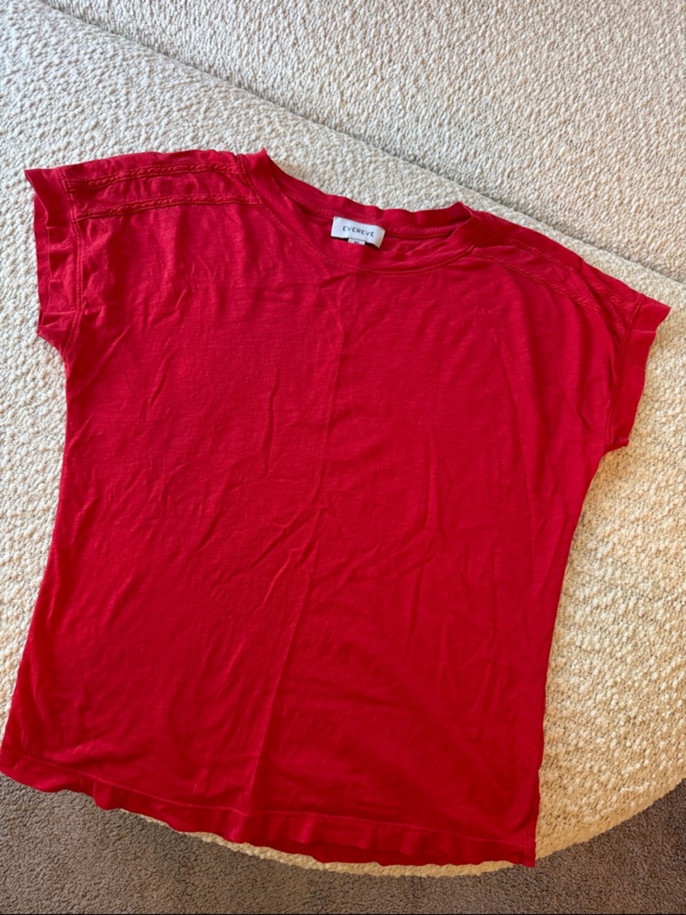 Evereve Bright Red Short Sleeve Tee with Shoulder Detail